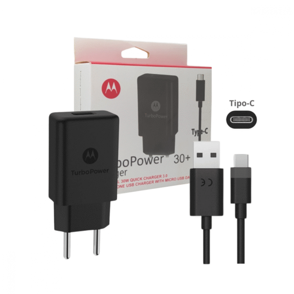 Carregador Completo Turbo Power 30W com cabo TIPO-C Motorola 8983N-TPC