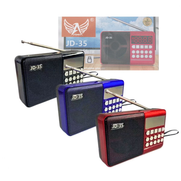 Rádio Portátil Retro FM/AM Bluetooth 3W MP3 Entrada Pendrive e Cartão SD Bateria Recarregável Altomex JD-35