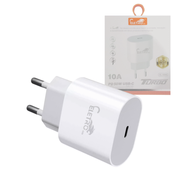 Fonte Carregador USB TIPO-C 10A PD 50W Carregamento TURBO Eletromex EL-4005