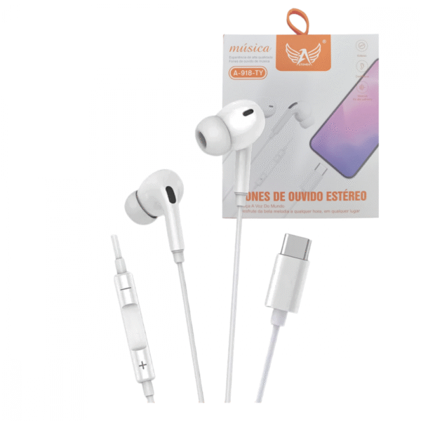 Fone de Ouvido Intra Auricular Com Fio e Microfone Controle de Volume Conexão TIPO-C Altomex A-918-TY