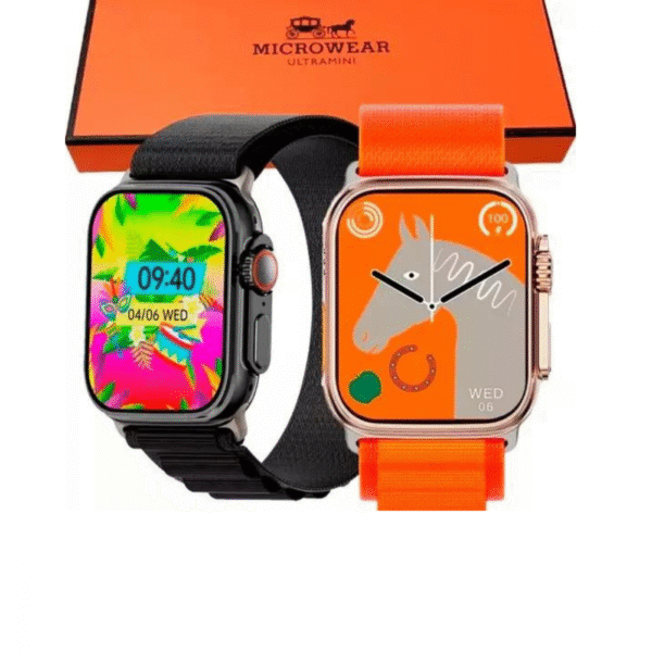 Relógio Inteligente Smartwatch 45mm com 02 Pulseiras MicroWear W69 ULTRA MINI (***DISPONÍVEL SOMENTE 05 PRATA E 05 ROSE)