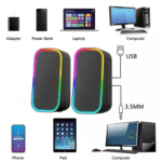 Caixa de Som Alto Falante RGB Bluetooth 6W - Computador Notebook P2 USB Eletromex EL-6003 - Imagem 4