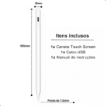 Caneta Touchscreen 1.5mm Stylus Universal Para Celular e Tablet Eletromex EL-1841 - Imagem 6