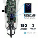 Maquina De Cortar Cabelo Transparente Bivolt Kemei Ng108 - Imagem 5