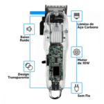 Maquina De Cortar Cabelo Transparente Bivolt Kemei Ng108 - Imagem 4