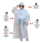 Capa de Chuva WHITE Impermeável Reforçado Reutilizável Com Capuz Tamanho Adulto Unissex Altomex AL-650 - Imagem 2