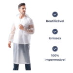 Capa de Chuva WHITE Impermeável Reforçado Reutilizável Com Capuz Tamanho Adulto Unissex Altomex AL-650 - Imagem 3