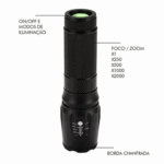 Lanterna Tática Portátil Militar Bateria Recarregável Luz LED X900 Altomex AL-B9001 - Imagem 2