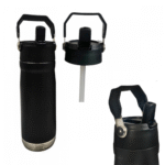 Garrafa Squeeze 650 ml LISA de Aço Inox Térmica com Canudo (***DISPONIVEL NA COR VERMELHO, PINK, ROSA, PRETO E CINZA) - Imagem 4