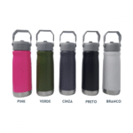 Garrafa Squeeze 650 ml LISA de Aço Inox Térmica com Canudo (***DISPONIVEL NA COR VERMELHO, PINK, ROSA, PRETO E CINZA) - Imagem 3