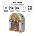 Rádio Portátil Retro Junkbox FM/AM Bluetooth 5W MP3 Entrada Pendrive e Cartão SD Eletromex EL-1309 - Imagem 4