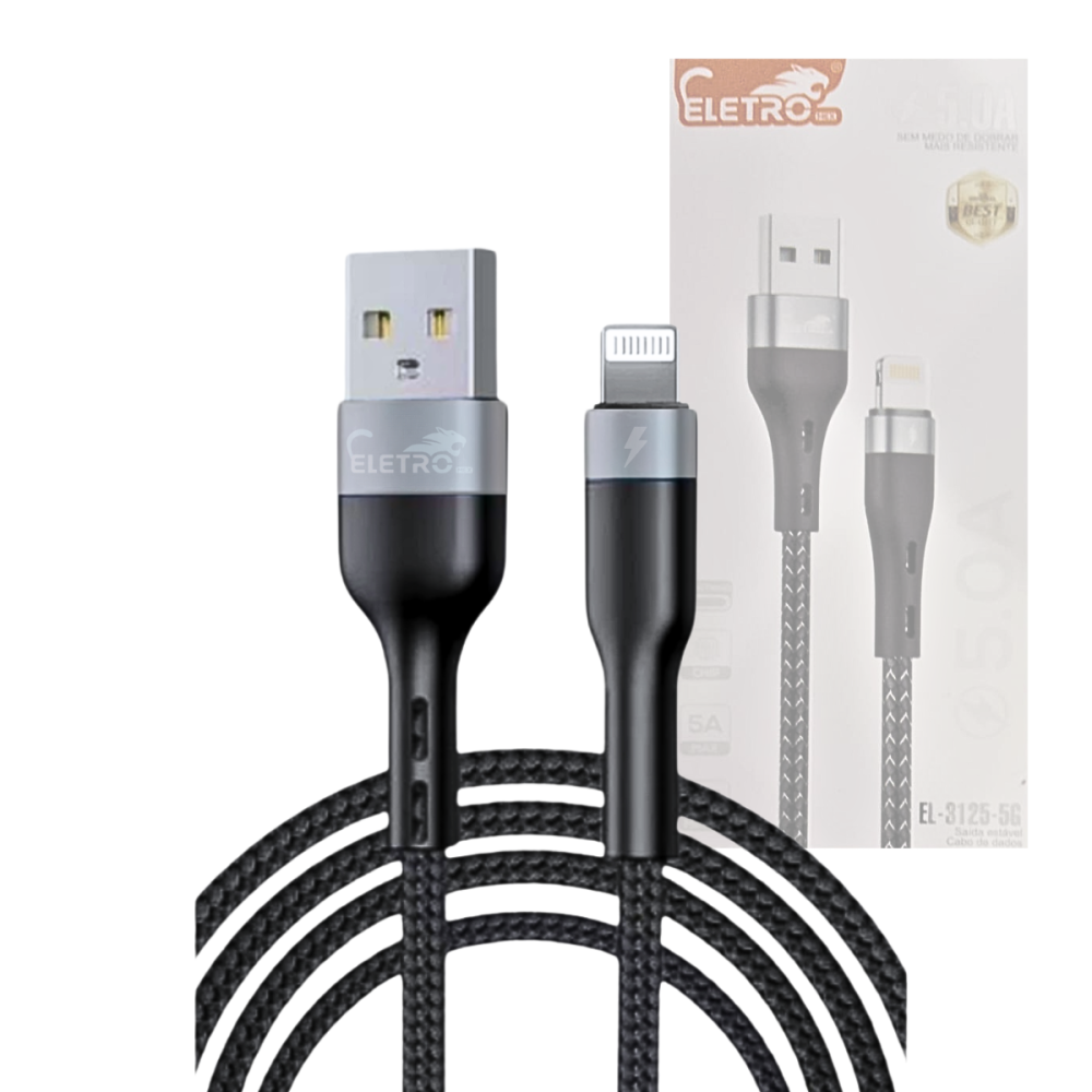 1424070425g5e38ihi2f.png Cabo de dados Lightning 5.0A Cabo de 1 Metro Eletromex EL-3125-5G - Imagem 1