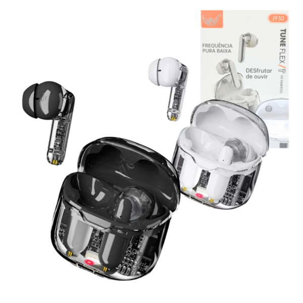 Fone de Ouvido Intra Auricular Bluetooth com Case de Carregamento Transparente Altomex J930