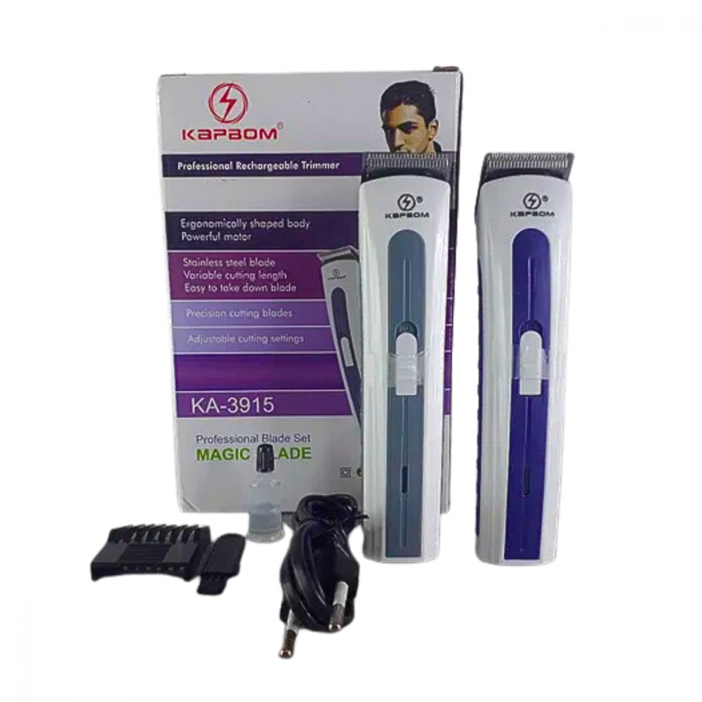 1425280324fiai6bjkcd.png Máquina de Cortar Aparador de Pelos Barba Cabelo Bivolt Recarregável Kapbom KA-3915 - Imagem 1