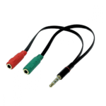 Cabo Auxiliar Adaptador Audio P2 para Duplo P2 Femea Fone e Microfone Headset P2 / 2X P2 Fêmea - Imagem 3