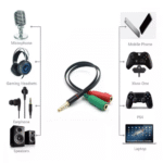 Cabo Auxiliar Adaptador Audio P2 para Duplo P2 Femea Fone e Microfone Headset P2 / 2X P2 Fêmea - Imagem 4