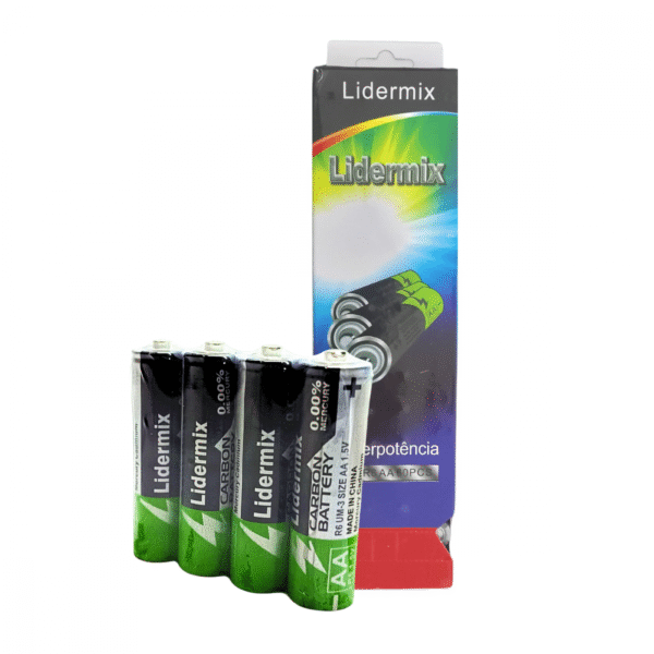 Caixa de Pilhas Seca AA 1.5V R6 com 60 peças Lidermix R6-AA