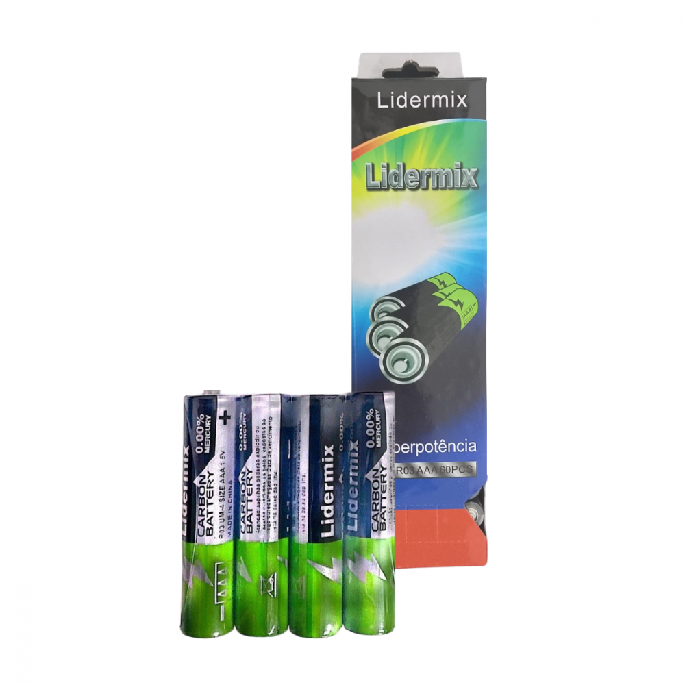 1448170225kb60af216k.png Caixa de Pilhas Seca AAA 1.5V R03 com 60 peças Lidermix R03-AAA - Imagem 1