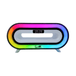 Caixa De Som com Relógio Digital Luz LED RGB e Carregador Por Indução 50W Eletromex EL-1077 - Imagem 2