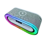 Caixa De Som com Relógio Digital Luz LED RGB e Carregador Por Indução 50W Eletromex EL-1077 - Imagem 4