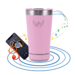 Copo Térmico Musical em Aço Inox 420 ml Caixa de Som Bluetooth Altomex AL-8260 (***DISPONÍVEL SOMENTE BRANCO, NUDE, LARANJA E PINK)