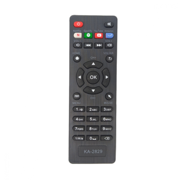 Controle Remoto Compativel com Receptor Aquario Smart Stv 2000 4K com botão Netflix, Spotify, YouTube e Amazon KA-2829