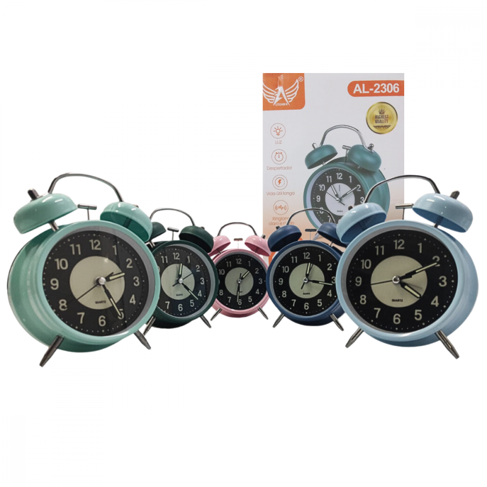 1501160724jdhka07ke4.png Relógio Retrô Analógico de Mesa Despertador Color Altomex AL-2306 (***COR VERDE ESCURO - ESGOTADO) - Imagem 1