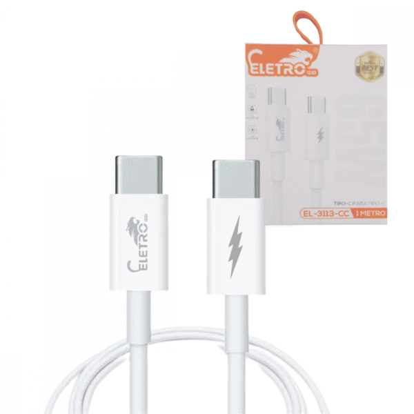 Cabo de dados TIPO-C / TIPO-C 65W de 1 Metro Eletromex EL-3113-CC