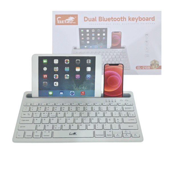 Teclado BT Inteligente Portátil Bluetooth com SUPORTE para Tablet e Celular Eletromex EL-2108