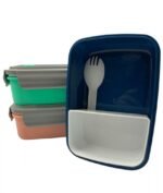 Vasilha de Plastico Tipo Marmita com divisora e Garfo Kapbom 7061 (***DISPONÍVEL SOMENTE NA COR SALMÃO)