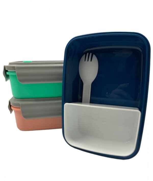 Vasilha de Plastico Tipo Marmita com divisora e Garfo Kapbom 7061 (***DISPONÍVEL SOMENTE NA COR SALMÃO)