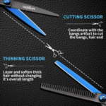 Estojo com 9 Peças Tesouras, Navalha e Acessórios Profissionais Barbeiro Fio Laser Altomex AL-2919 - Imagem 4