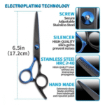 Estojo com 9 Peças Tesouras, Navalha e Acessórios Profissionais Barbeiro Fio Laser Altomex AL-2919 - Imagem 3