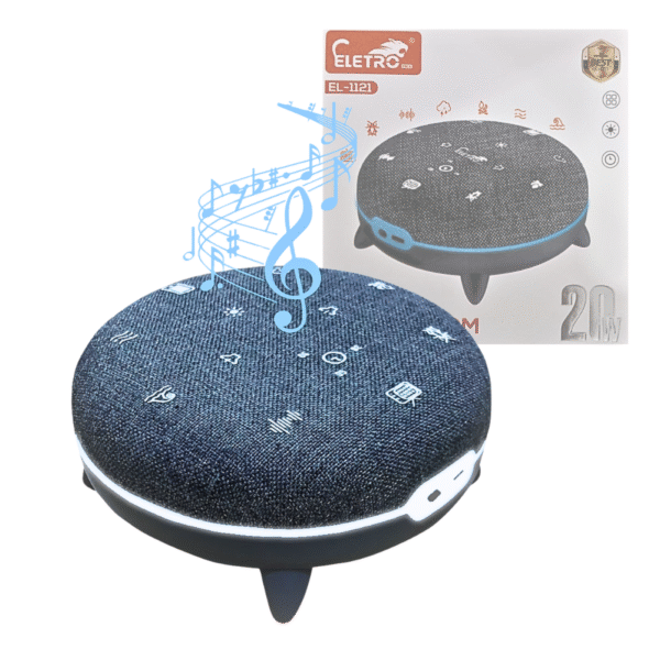 Caixa De Som Ruido Branco Sons da Natureza Sono Relaxante 20W Luz LED Eletromex EL-1121