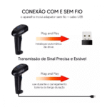 Leitor De Código De Barra SEM FIO Wireless USB 110v/220v Exbom LCB-S600A - Imagem 3