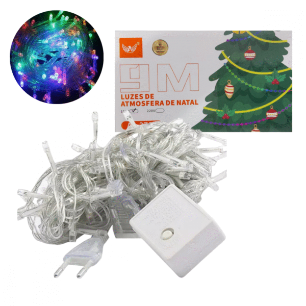 Pisca Pisca Luzes de NATAL LED Colorido 9 Metros Fio Transparente Altomex AL-3701 110V