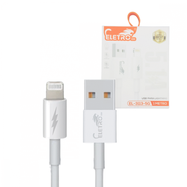 Cabo de dados Lightning / USB 5.1A de 1 Metro Eletromex EL-3113-5G