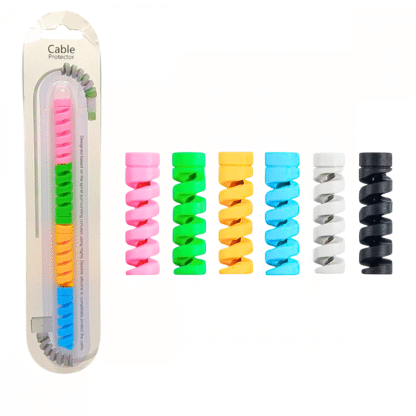 Cartela com 04 Protetor de Cabo em Silicone Espiral para Fio Celular Carregador USB Cable Protector CP-01