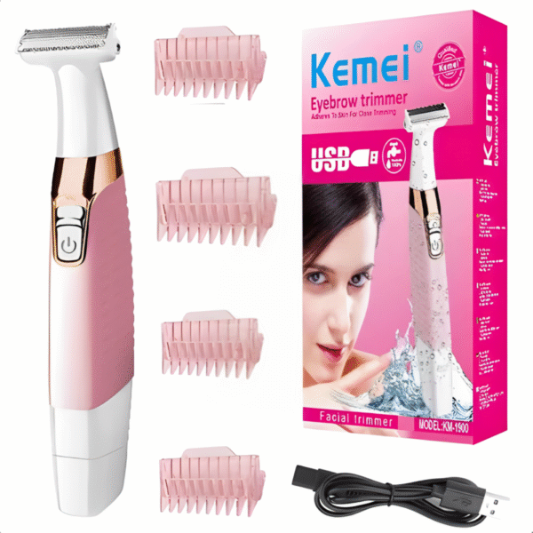 Depilador Elétrico Feminino Multifunção Recarregável Lavável Kemei KM-1900