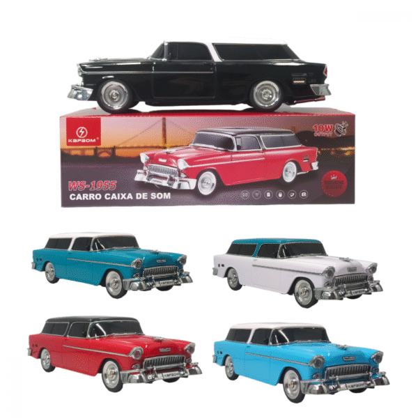 Caixa de Som Bluetooth Formato de Carro Clássico Kapbom WS-1955 (Somente na cor PRETO)