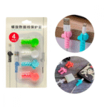 Cartela com 04 Protetor de Cabo em Silicone Espiral com Ventosa para Fio Celular Carregador USB Cable Protector G882
