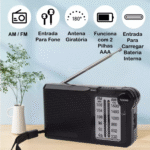 Mini Rádio De Bolso Portátil FM/AM 2 Bandas Retrô Altomex AL-355 - Imagem 5