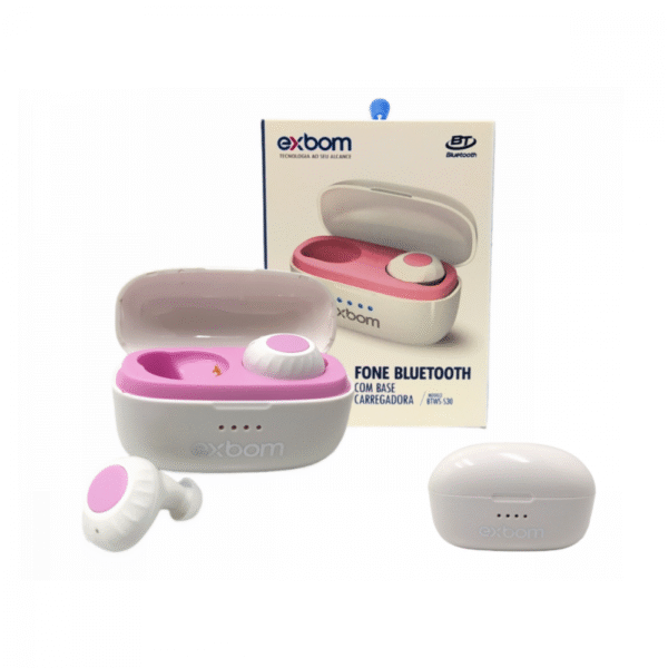 Fone de Ouvido Intra Auricular Bluetooth com Case de Carregamento TWS Exbom BTWS-S30