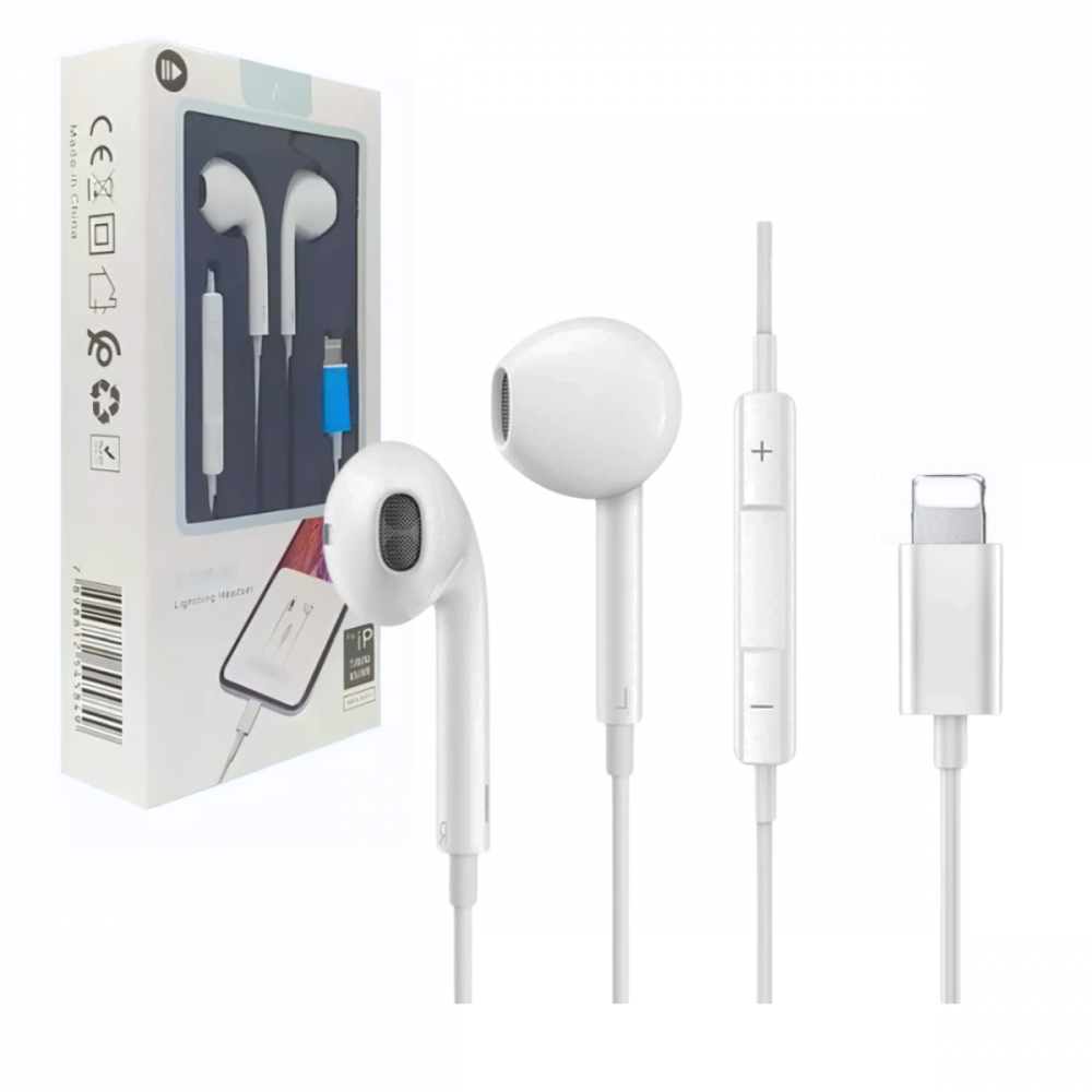 1728070225bij7dhf2kh.png Fone de Ouvido Intra Auricular Com Fio e Controle de Volume Conexão Lightning IOS Altomex A-908-5G - Imagem 1