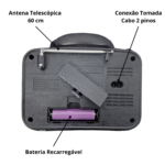 Rádio Retro 3W Bluetooth 5.1 com Lanterna Eletromex EL-1310 - Imagem 6