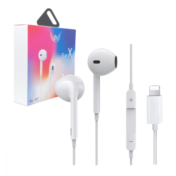 Fone de Ouvido Intra Auricular Com Fio e Controle de Volume Microfone Conexão Lightning IOS EAR X7 Altomex AL-X7